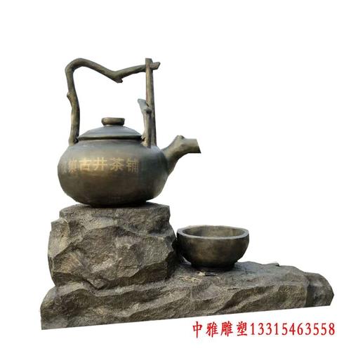 玻璃钢仿铜茶壶雕塑-海南黄铜雕塑茶壶制作厂